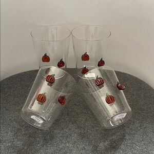 Anthropologie Pumpkin Glass Tumblers - Set of 4